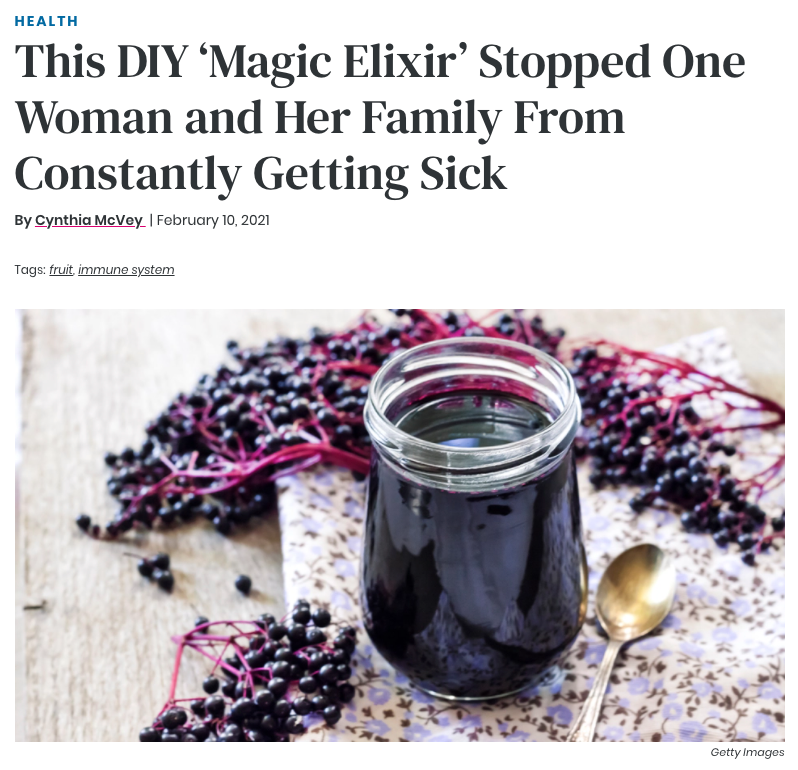 Elderberry Queen featured in Woman's World 